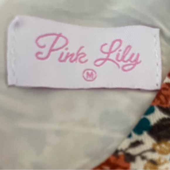 Pink Lily - Women’s Medium Floral Balloon Sleeve Ruffle Bottom Dress - Picture 10 of 15